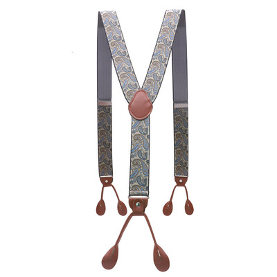 Унисекс ретро тиранти Мъжки презрамки Регулируеми тиранти с 6 копчета Еластични панталони с презрамки Y-образна форма Панталони от кафява кожа PU