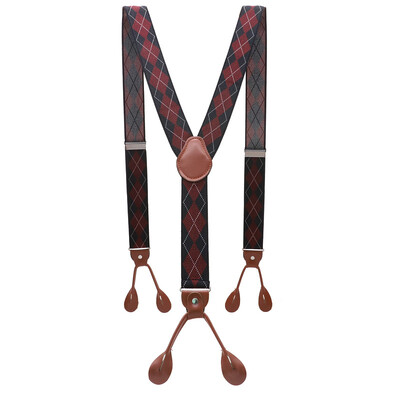 Унисекс ретро тиранти Мъжки презрамки Регулируеми тиранти с 6 копчета Еластични панталони с презрамки Y-образна форма Панталони от кафява кожа PU