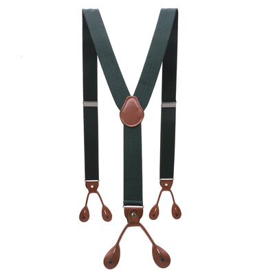 Унисекс ретро тиранти Мъжки презрамки Регулируеми тиранти с 6 копчета Еластични панталони с презрамки Y-образна форма Панталони от кафява кожа PU