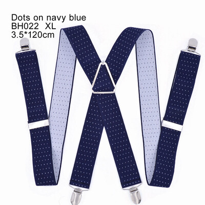 Izdržljivi veliki tregeri za muškarce, podesive elastične X stražnje hlače, ženski tregeri za hlače, kopče od 55 inča na točkice na tamnoplavom