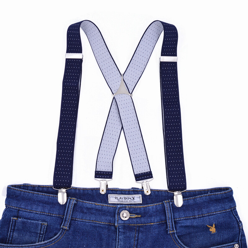 Izdržljivi veliki tregeri za muškarce, podesive elastične X stražnje hlače, ženski tregeri za hlače, kopče od 55 inča na točkice na tamnoplavom