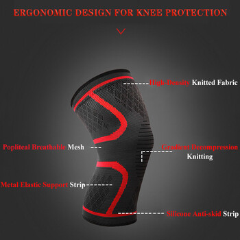 Πλεκτό Nylon Sport Care Breathable Joint Protect Knee Support Σιδεράκια Ελαστική συμπίεση Pain Relief KneePad Gym Fitness Sleeve