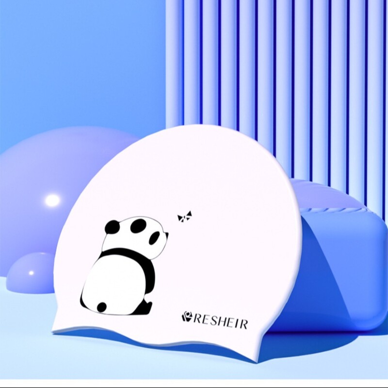 Шапки за плуване с анимационен модел на панда Оборудване за плувен басейн Водоустойчиви еластични шапки за плуване Силиконова защита на ушите Шапка за гмуркане