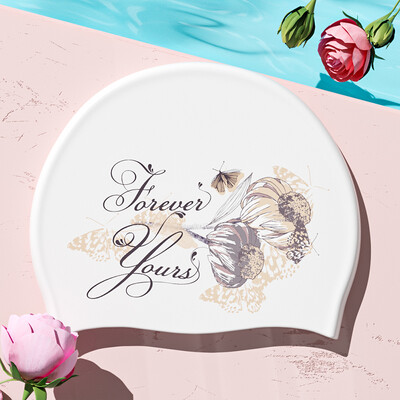 Nova elegantna silikonska kapa za plivanje, vodootporna, ne curi, kapa za plivanje s printom, bazen za tuširanje Održava kosu suhom