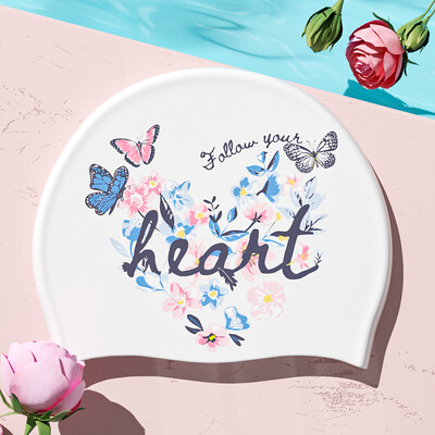 Nova elegantna silikonska kapa za plivanje, vodootporna, ne curi, kapa za plivanje s printom, bazen za tuširanje Održava kosu suhom