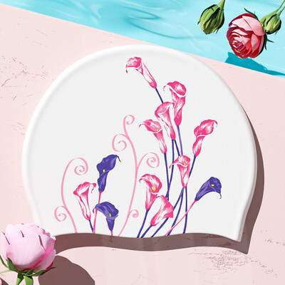 Nova elegantna silikonska kapa za plivanje, vodootporna, ne curi, kapa za plivanje s printom, bazen za tuširanje Održava kosu suhom