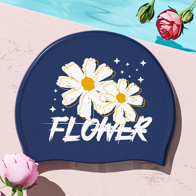 Nova elegantna silikonska kapa za plivanje, vodootporna, ne curi, kapa za plivanje s printom, bazen za tuširanje Održava kosu suhom