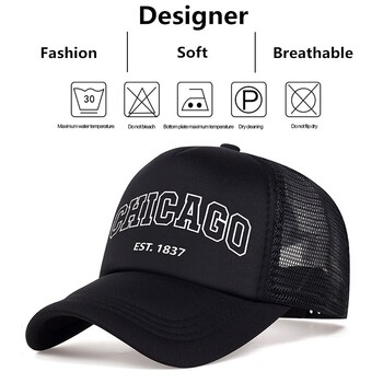 Лятна мъжка мрежеста бейзболна шапка Спорт на открито Chicago Letter Snapback шапка за жени Унисекс дишащи шапки Хип-хоп Шапки за шофьор на камион