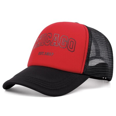 Șapcă de baseball din plasă de vară pentru bărbați, sport în aer liber, șapcă snapback cu litere Chicago, pentru femei, șepci unisex, respirabile, căciuli hip hop de camioner