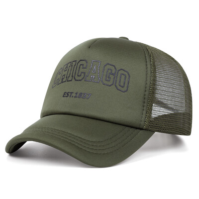 Șapcă de baseball din plasă de vară pentru bărbați, sport în aer liber, șapcă snapback cu litere Chicago, pentru femei, șepci unisex, respirabile, căciuli hip hop de camioner