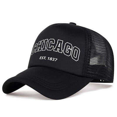 Șapcă de baseball din plasă de vară pentru bărbați, sport în aer liber, șapcă snapback cu litere Chicago, pentru femei, șepci unisex, respirabile, căciuli hip hop de camioner