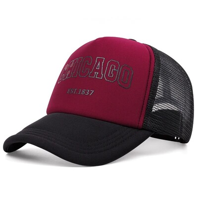 Șapcă de baseball din plasă de vară pentru bărbați, sport în aer liber, șapcă snapback cu litere Chicago, pentru femei, șepci unisex, respirabile, căciuli hip hop de camioner