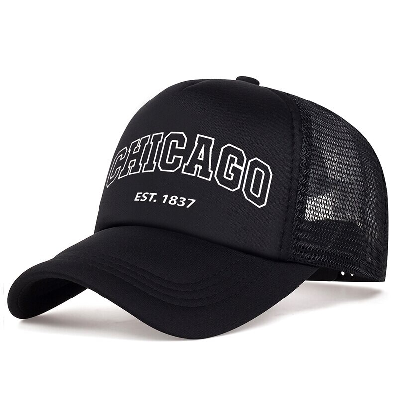 Șapcă de baseball din plasă de vară pentru bărbați, sport în aer liber, șapcă snapback cu litere Chicago, pentru femei, șepci unisex, respirabile, căciuli hip hop de camioner