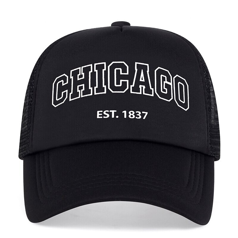 Șapcă de baseball din plasă de vară pentru bărbați, sport în aer liber, șapcă snapback cu litere Chicago, pentru femei, șepci unisex, respirabile, căciuli hip hop de camioner