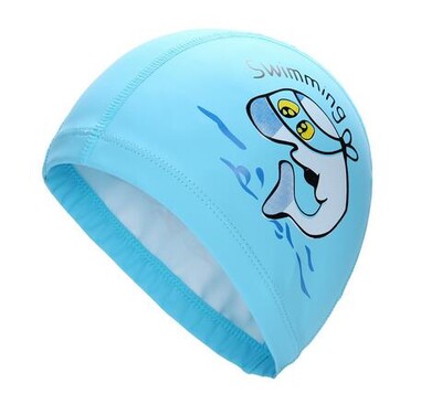 Șapcă de înot pentru copii, țesătură PU, impermeabilă, drăguț din desene animate, delfin, protejează urechile, părul lung, băieți, fete, șepci de piscină, pălărie