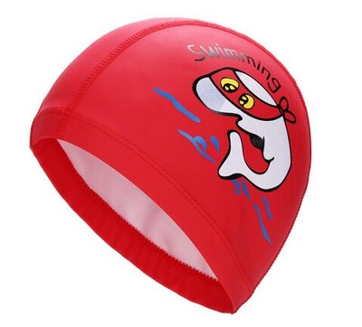 Șapcă de înot pentru copii, țesătură PU, impermeabilă, drăguț din desene animate, delfin, protejează urechile, părul lung, băieți, fete, șepci de piscină, pălărie