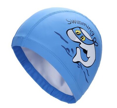 Șapcă de înot pentru copii, țesătură PU, impermeabilă, drăguț din desene animate, delfin, protejează urechile, părul lung, băieți, fete, șepci de piscină, pălărie