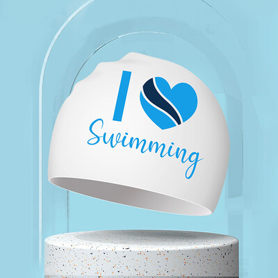 Șepci de înot imprimate pentru bărbați, femei, șepci de înot din silicon de dimensiuni mari, păr lung, protecție pentru urechi, șepci de înot pentru adulți, accesorii pentru piscină