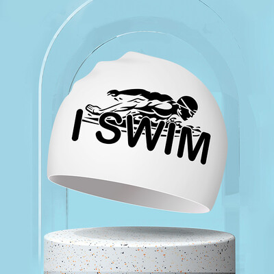 Șepci de înot imprimate pentru bărbați, femei, șepci de înot din silicon de dimensiuni mari, păr lung, protecție pentru urechi, șepci de înot pentru adulți, accesorii pentru piscină