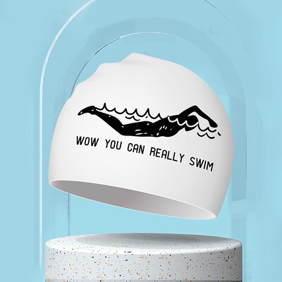 Șepci de înot imprimate pentru bărbați, femei, șepci de înot din silicon de dimensiuni mari, păr lung, protecție pentru urechi, șepci de înot pentru adulți, accesorii pentru piscină