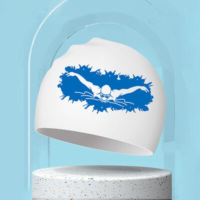 Șepci de înot imprimate pentru bărbați, femei, șepci de înot din silicon de dimensiuni mari, păr lung, protecție pentru urechi, șepci de înot pentru adulți, accesorii pentru piscină