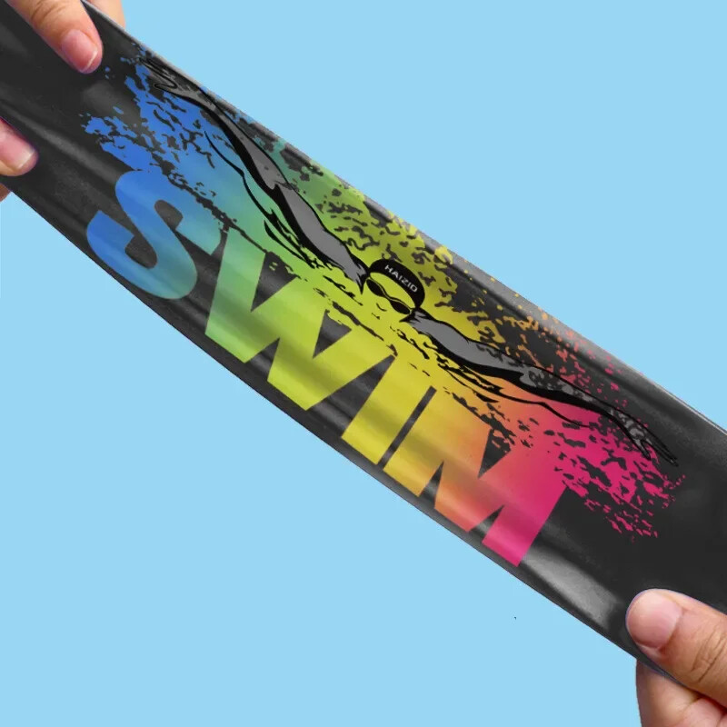 Șepci de înot imprimate pentru bărbați, femei, șepci de înot din silicon de dimensiuni mari, păr lung, protecție pentru urechi, șepci de înot pentru adulți, accesorii pentru piscină