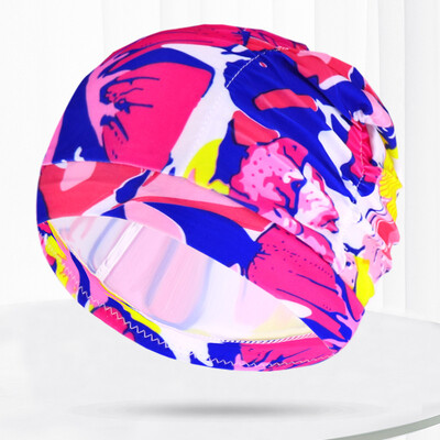 Дамски шапки за плуване от плат, плувен басейн, водни спортове, къпане, плисирана шапка, шапка с дълга коса, найлонов тюрбан, еластичен, цветя за възрастни с щампи