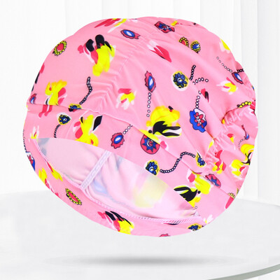 Дамски шапки за плуване от плат, плувен басейн, водни спортове, къпане, плисирана шапка, шапка с дълга коса, найлонов тюрбан, еластичен, цветя за възрастни с щампи