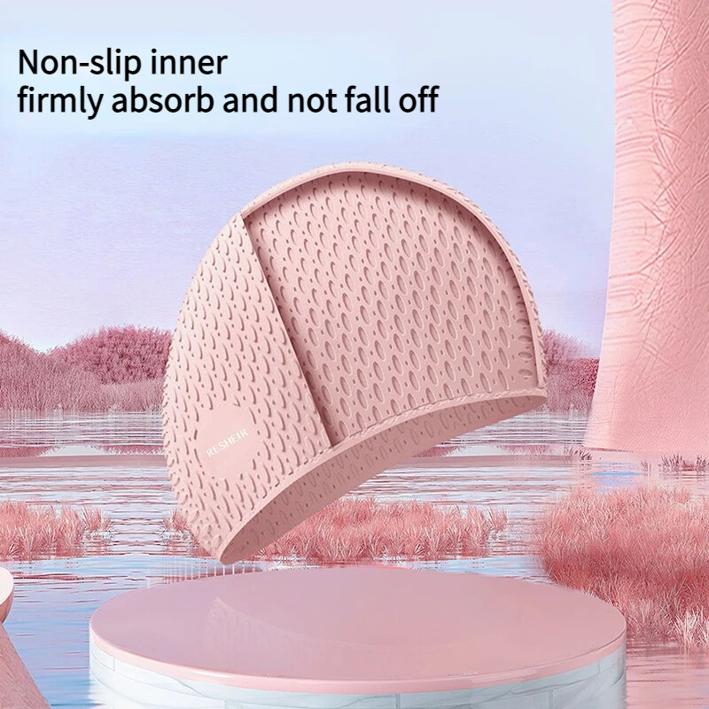 Cască de înot cu picătură de apă din silicon Cască de înot cu bule mărită pentru adulți, super elastică, impermeabilă, protecție pentru urechi