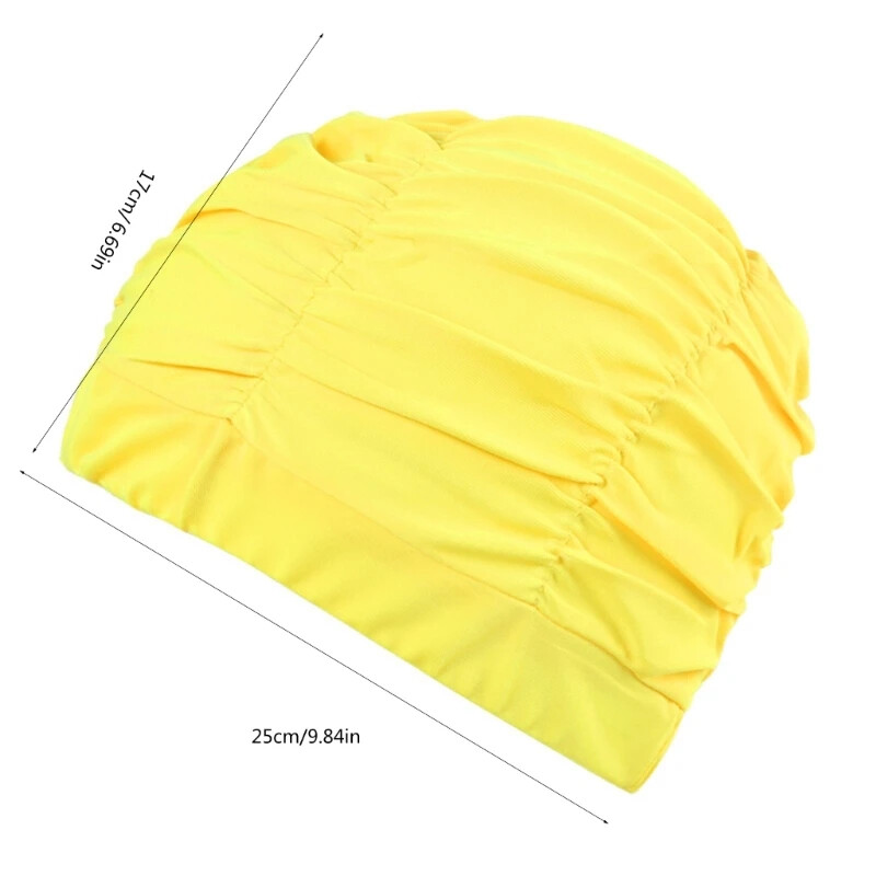 Платени шапки за плуване за жени Мъжки, плисирани еластични удобни шапки за баня Запазват прическата непроменена Найлонови платнени шапки за плуване