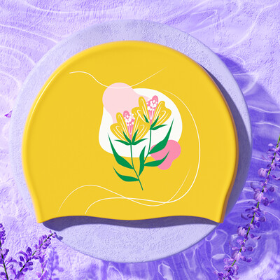 Nouă șapcă de înot elegantă din silicon, impermeabilă, imprimată, pentru adulți, femei, duș, piscină, folosire, menține părul uscat