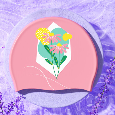 Nouă șapcă de înot elegantă din silicon, impermeabilă, imprimată, pentru adulți, femei, duș, piscină, folosire, menține părul uscat