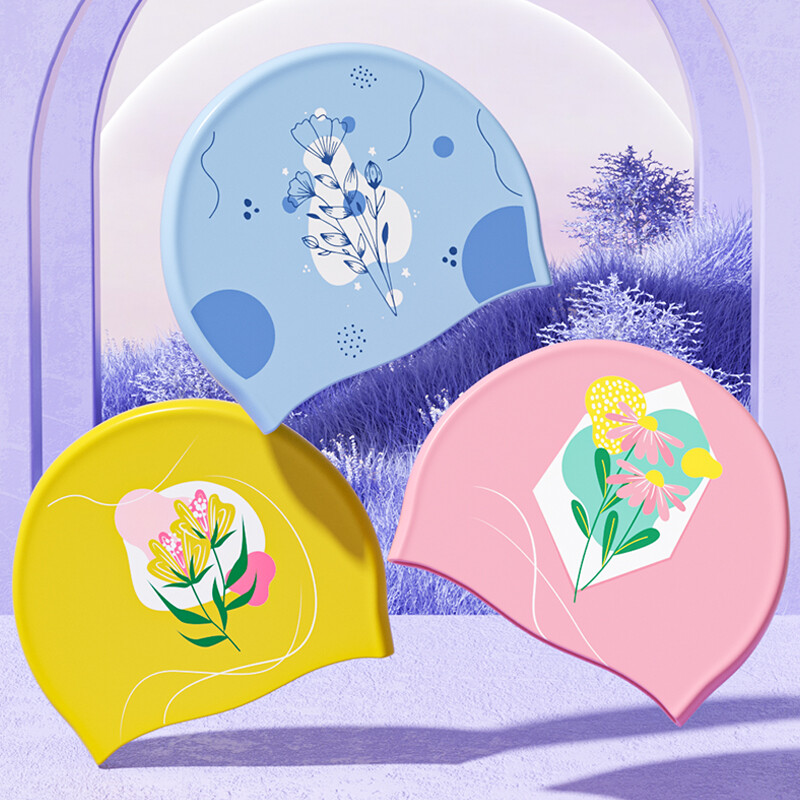 Nouă șapcă de înot elegantă din silicon, impermeabilă, imprimată, pentru adulți, femei, duș, piscină, folosire, menține părul uscat