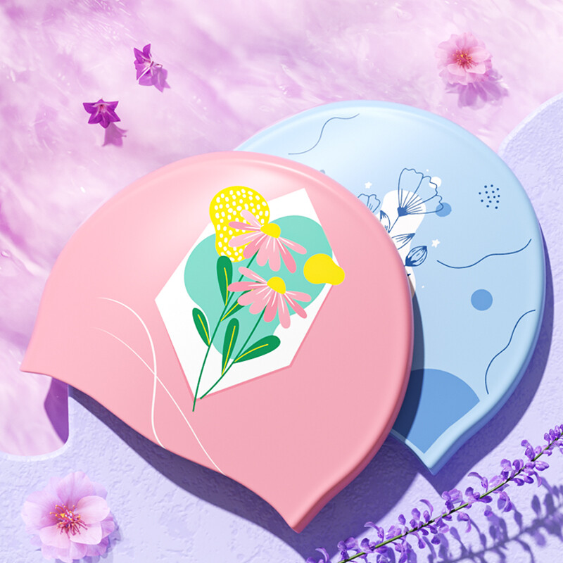 Nouă șapcă de înot elegantă din silicon, impermeabilă, imprimată, pentru adulți, femei, duș, piscină, folosire, menține părul uscat