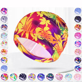 Шапки за плуване от плисиран плат Жени, мъже, цветя, сърца, звезди, щампи, плувен басейн, водни спортове, дълга коса, ластик, найлонова шапка за баня, тюрбан