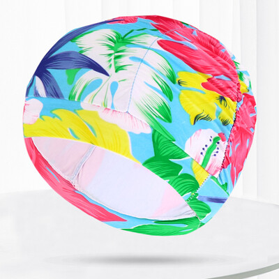 Шапки за плуване от плисиран плат Жени, мъже, цветя, сърца, звезди, щампи, плувен басейн, водни спортове, дълга коса, ластик, найлонова шапка за баня, тюрбан