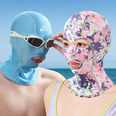 Плуване Гмуркане Facekini UV Слънцезащита Цяла маска за глава Покривало за врата Еластична шапка за плуване за гмуркане Спортни шапки Унисекс