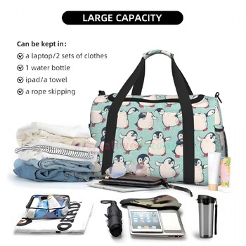 Penguin Travel Duffel Bags Εξατομικευμένη τσάντα Weekender με ιμάντα ώμου Sport Gym Yoga Bagggage bag