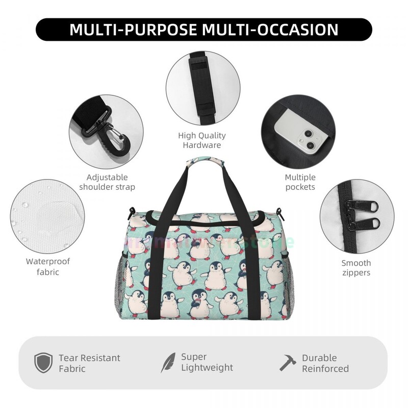 Penguin Travel Duffel Somas Personalizēta nedēļas nogales soma ar plecu siksnu Sporta sporta jogas bagāžas soma