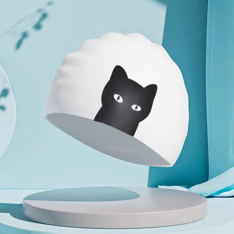 Șepci de înot universale pentru copii adulți protecție urechi șapcă de înot din silicon imprimare șapcă de înot drăguță cu desene animate Accesorii pentru piscină