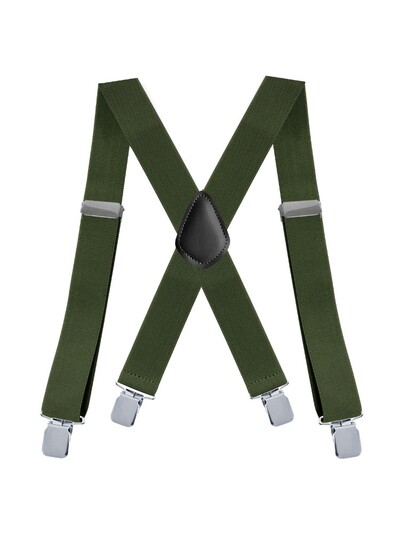 Издръжливи големи и високи тиранти за мъже, 3,5 см широк X-образен гръб, 4 здрави щипки, регулируеми еластични презрамки за панталон, презрамки, колани