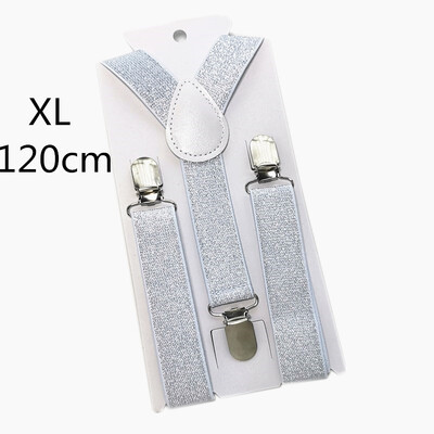 2,5 CM широка златисто-сребърна еластична каишка унисекс тиранти регулируем Y гръб възрастни деца мъже жени момчета момичета презрамки за парти