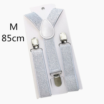 2,5 CM широка златисто-сребърна еластична каишка унисекс тиранти регулируем Y гръб възрастни деца мъже жени момчета момичета презрамки за парти