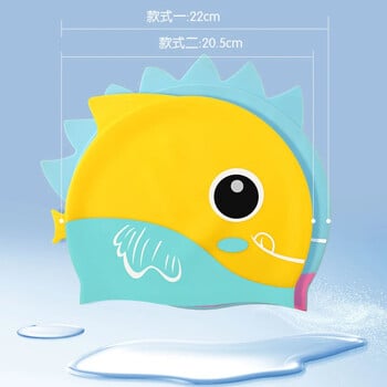 Cartoon Cute Fish Shark Shape Silicone Scoup for Children Protect Ears Καπέλο κολύμβησης για αγόρια κορίτσια Αξεσουάρ πισίνας