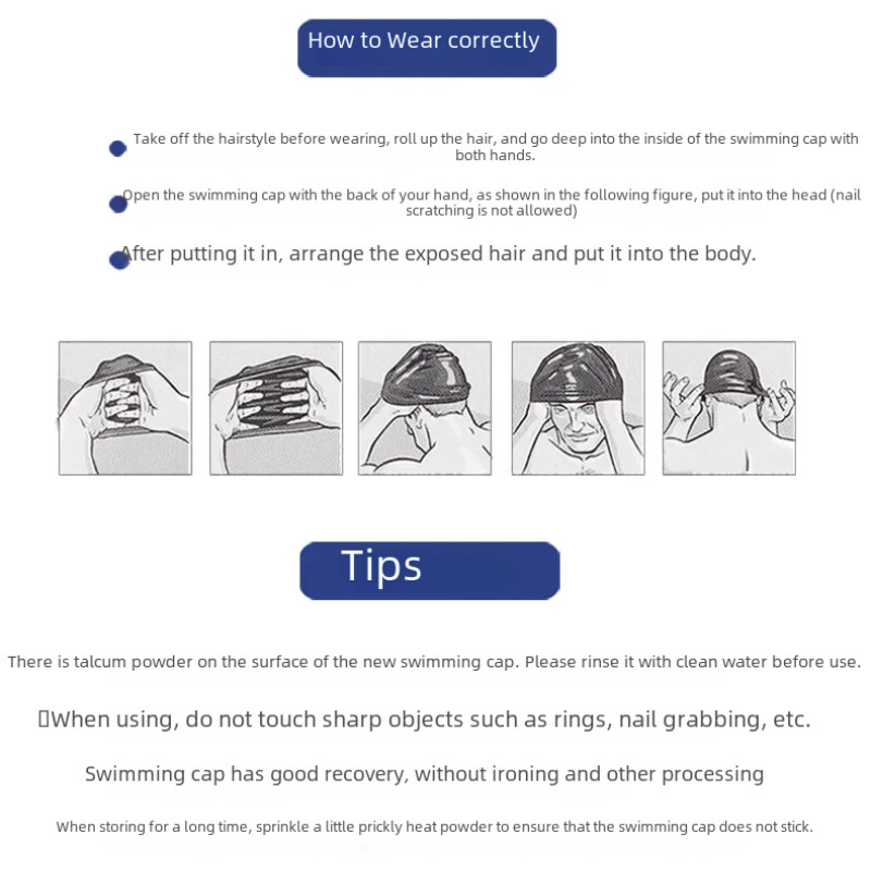 Cască de înot din silicon cu model Kunpeng- Impermeabil, anti-alunecare, potrivire elastică pentru păr lung/scurt, echipament de piscină pentru protecția urechilor