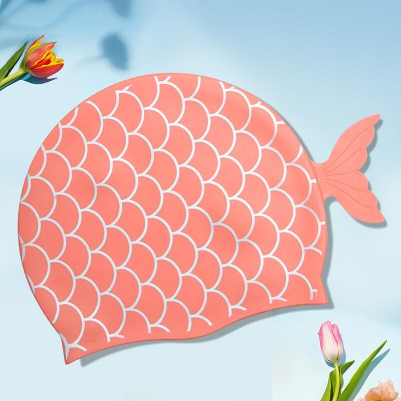 Pălărie de înot pentru copii Pălărie de baie în stil sirenă din silicon pentru fete Pălărie de înot pentru copii cu elasticitate ridicată Accesorii pentru piscină pt.