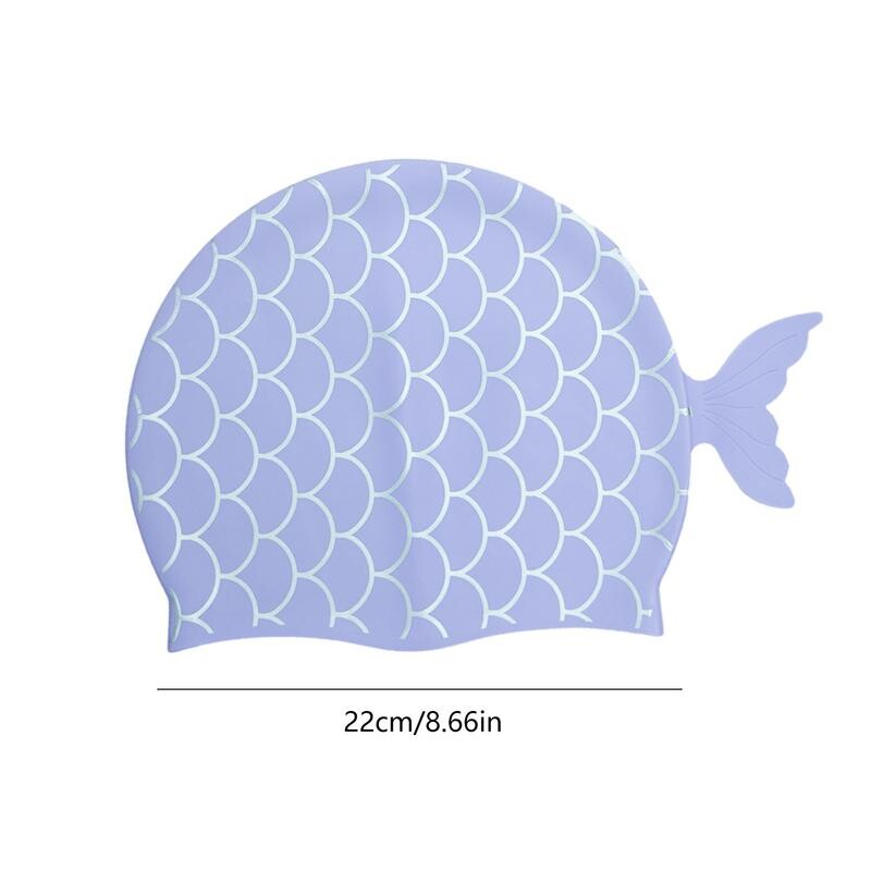 Pălărie de înot pentru copii Pălărie de baie în stil sirenă din silicon pentru fete Pălărie de înot pentru copii cu elasticitate ridicată Accesorii pentru piscină pt.
