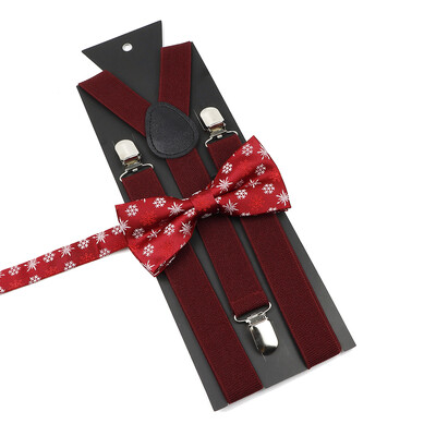 Božićni set leptir-mašne na tregere za muškarce Žene Dječaci Djevojčice Jednobojne elastične kožne podesive naramenice Y-nazad Poklon s temom festivala