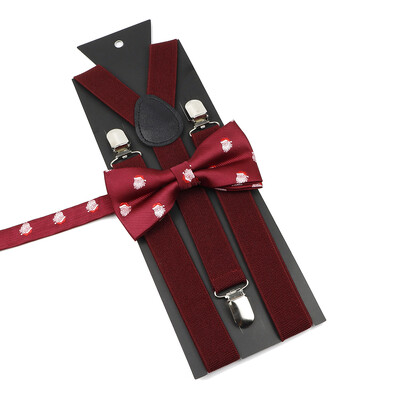 Božićni set leptir-mašne na tregere za muškarce Žene Dječaci Djevojčice Jednobojne elastične kožne podesive naramenice Y-nazad Poklon s temom festivala