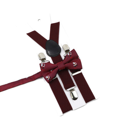 Božićni set leptir-mašne na tregere za muškarce Žene Dječaci Djevojčice Jednobojne elastične kožne podesive naramenice Y-nazad Poklon s temom festivala